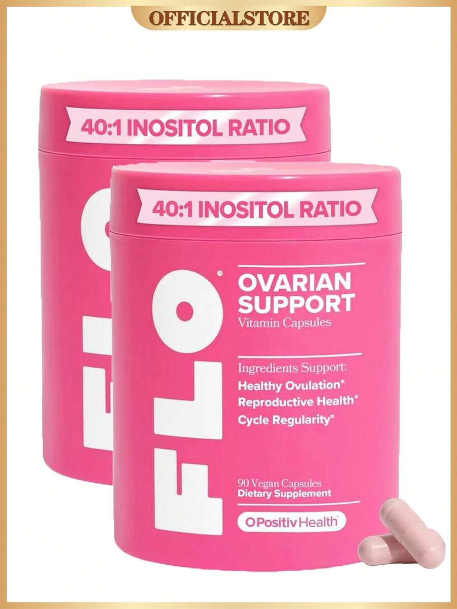 Hormone Balance & Cycle Support Vitamins By FLO: Supplement For Women With Myo-Inositol & D-Chiro-Inositol (40:1 Ratio), DIM, And Folic Acid - 2 Bottles - 查看 1