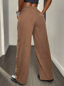 HAPPY GIRL# Thu/Đông Thời trang đa năng Lễ hội Ngày lễ Trường học Hẹn hò Hàng ngày Du lịch Tiệc tùng Sân bay Quần ống đứng thoải mái vải nhung kẻ cho nữ - màu nâu - Xem 6