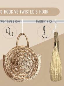 S-Shaped Swivel Handbag Hooks, Closet Organizer Hooks, Anti-Drop Design With Safety Lock, Suitable For Hanging Handbags, Thickened Durable, Available In Gold, Grey, White, Black - Multicolor - View 5