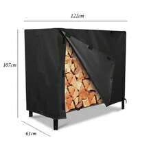 Pokrowiec na drewno opałowe – najlepiej sprzedający się transgranicznie pokrowiec na drewno opałowe z tkaniny Oxford, wodoodporny pokrowiec na stojak na drewno opałowe do kominka zewnętrznego - Czarne - Zobacz 2