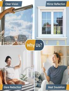 1Roll One Way Privacy Window Film, Sun Blocking Reflective Window Film See Out Not In, Heat Control Window Tint For Home, Anti UV Static Cling For Windows Office Door - Multicolor - View 7