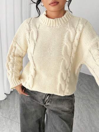 Lässiger, vielseitiger, strukturierter Strickpullover für Damen in Große Größen