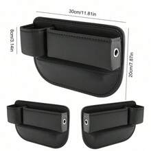 可调节汽车座椅缝隙填充皮革杯架，座椅缝隙储物盒，缝线整齐，防刮防水 - 款式A - 查看 3