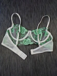 weiweihu Ladies Embroidered Mesh Sexy Underwear 2-Piece Set,Christmas Lingerie, Lingerie For Women,Lingerie Set,Lenceria Mujer,Lencería,Red Lingerie,Sexy Christmas,Lingerie For Women Christmas,Bridal Lingerie,Holiday Lingerie,Lingerie For Women>Burgundy,Christmas Lingerie>Holiday,Mujer Conjuntos,Lingerie For Women>Gown,Lingerie For Women>Green - Màu xanh Bạc hà - Xem 4