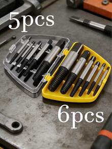 5-6pcs High Carbon Steel Set - Broken Screw Extractor, Reverse Thread Design, Pipe Thread Repair Tap, Electrician Maintenance Universal Disassembly Tool Kit - Multicolor - View 2
