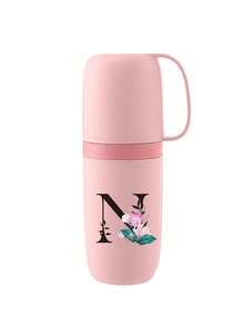 1pc Portable Travel Toothbrush Cup, Floral Alphabet A-Z Print, Floral Pattern, With Toothbrush Holder Cover, Detachable Cup, Travel Wash Cup, Portable Travel Beauty Cup, Alphabet Series Printed Dust-Proof Storage Box, Outdoor Toothbrush Storage Box, Suitable For Travel, Camping, Business Trip, School, Outdoor Activities, Holiday Gifts, Birthday Gifts (Pink) - Multicolor - View 15
