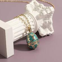 1PC Retro Religious Necklace, Russian Egg Pendant Design For Gift Exchange  Women Versatile Necklace Bridal Shower Birthday All Seasons Fashion Chic Unique Accessories - 粉色 - 查看 4