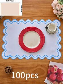 1/2/4/6pcs Bohemian Style Rectangular Embroidered Placemats With Wavy Edges, Solid Color, Non-Slip Mats For Dining Room, Kitchen, Table, Home Decor, Suitable For Restaurants, Living Rooms, Parties, Weddings, Offices, Coffee Tables, All Seasons (Multiple Color Options) - Multicolor - View 42