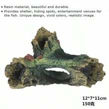 逼真树脂海龟晒太阳平台 - 人造岩石庇护所和爬行动物、青蛙和海龟栖息地 | 易于安装的水族箱装饰，具有天然岩石纹理和绿色苔藓覆盖，海龟栖息地装饰