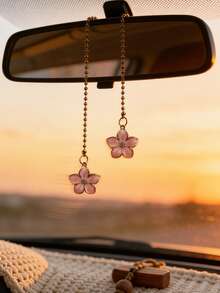Accessoire de décoration intérieure automobile en alliage en forme de fleur à cinq pétales pour le rétroviseur. Décoration intérieure pour femmes. - Taille Unique - Voir 1