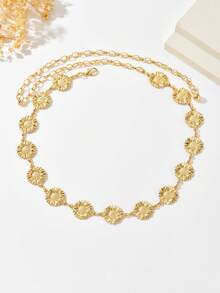 1pc Minimalist Gold Boho Style Sunflower & Smiling Face Waist Chain, Suitable For Weddings, Banquets, Parties - Gold - View 3