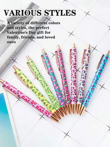 1/3pcs Random Leopard Print Ballpoint Pen Set, Retractable Design, Assorted Patterns, Minimalist Printed Pens, Suitable For Weddings, Parties, Daily Use, Gifting, Perfect Valentine's Day Present For Friends & Family - Multicolor - View 2