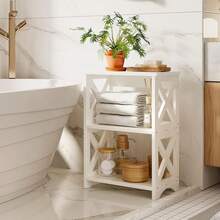 Mesa Auxiliar de 3 Niveles, Pequeño Mesa de Noche de Organización con Estante, Mesa Auxiliar Moderna, Pequeña con Estante de Almacenamiento - 1 - Ver 6