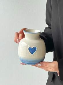 1个渐变心形小花瓶，陶瓷材质，个性化创意高品质迷你装饰花瓶，心形元素与情人节风格，优雅温馨的家居装饰，花瓶摆件礼品 - 彩色 - 查看 8