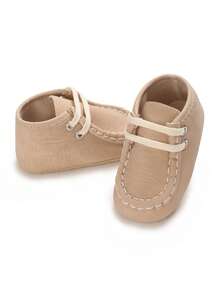 6-12个月男婴休闲柔软防滑系带运动鞋，秋/春季款 - 杏色 - 查看 5