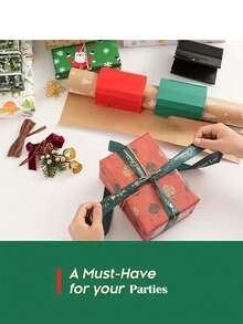 1个礼品包装纸切割器高精度刀片手动切割工具工艺DIY剪贴簿便携式滑动式裁纸器生日礼物/家庭办公无需电池高效精准 - 彩色 - 查看 6