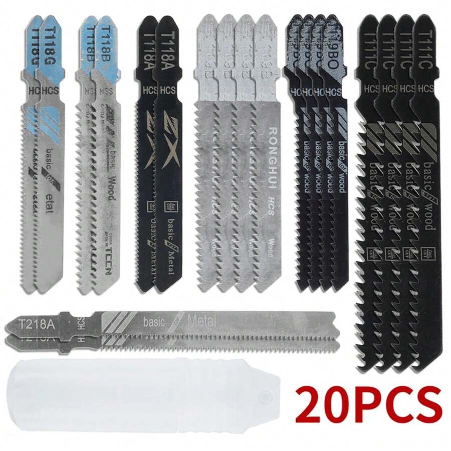 Juego de 20 hojas de sierra de calar con eje en HCS, hojas de sierra de calar surtidas para corte de madera, plástico y Metal para Black & Decker Metabo 70G6 - 1 - Ver 1