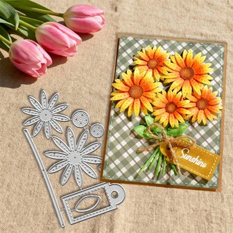 Troqueles de corte de metal con diseño de girasol, plantillas para estarcido y troquelado DIY para álbumes de recortes, tarjetas de felicitación, manualidades con papel y plantillas de corte para hacer tarjetas de regalo