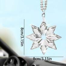 1pc Car Hanging Crystal Snowflake Ornament, Elegant And Dynamic Movement Brings Winter Romance To The Car Interior - Clear - View 2