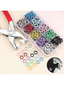 50/100pcs Five-Prong Snap Button Installation Kit, Sewing-Free Snap Buttons, Hand Press Pliers, Snap Tool, Stud Buttons, Multi-Functional Snap Fasteners - Multicolor - View 2