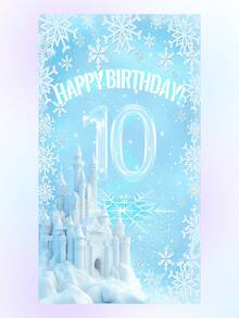 Banner phông nền tiệc sinh nhật chủ đề Frozen bằng polyester, in hình lâu đài, phù hợp cho sinh nhật lần thứ nhất, trang trí nhà cửa cho tiệc sinh nhật. - Màu xanh nhạt - Xem 31