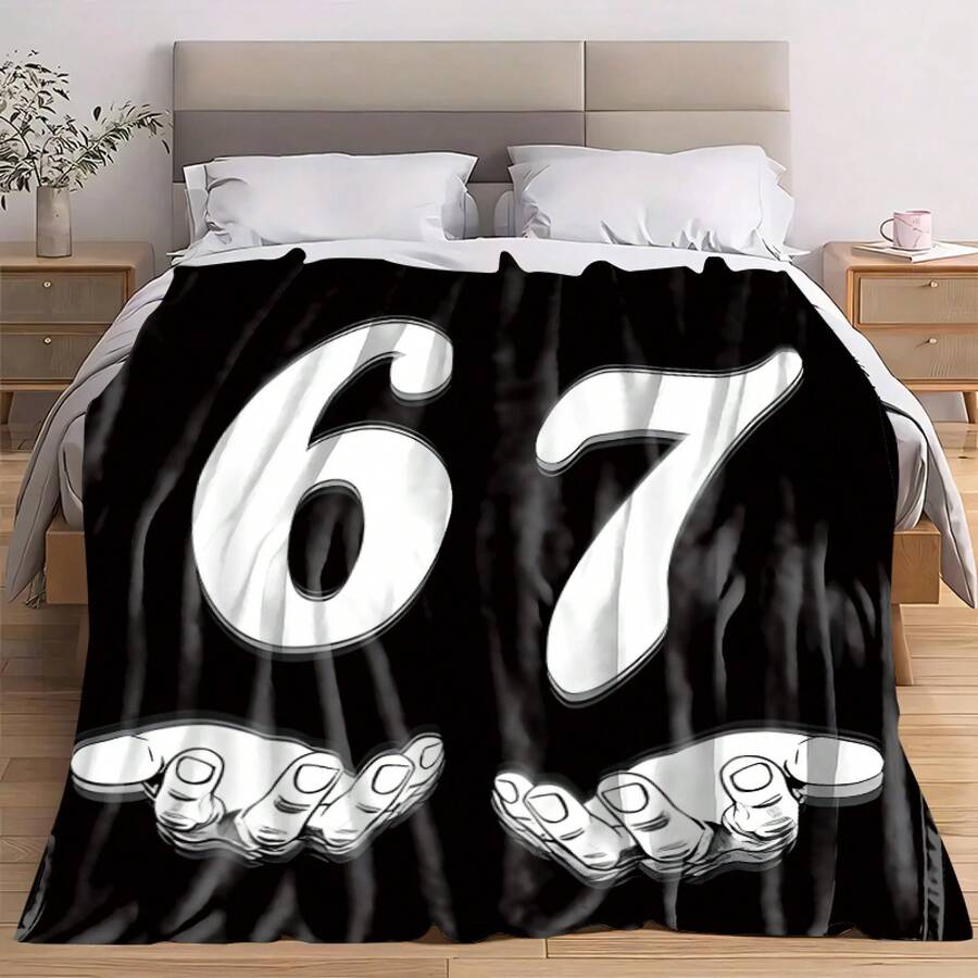 1 Piece Of 67 Digital Theme Printing Blanket|Polyester Flannel, Digital Printing, Mixed Color, 300g/M2, Universal In All Seasons, Very Suitable For Napping, Camping, Travel, Cars, Christmas And Birthday Gifts. - 樣式1 - 查看 1