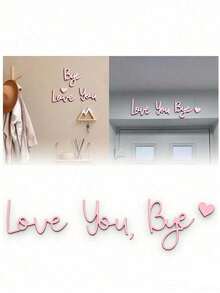 5/10pcs "I Love You, Goodbye" Wooden Sign Decor, Suitable For Door, House, Window And Wall, Christmas, Valentine's Day, Wedding, Thanksgiving Gift - Pink - View 7