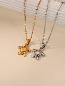 金色不锈钢海龟吊坠项链，海洋生物项链，适合婚礼、海滩度假，也可作为送给女朋友/闺蜜的礼物。 - 彩色 - 查看 3