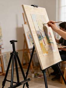 1pc Black Folding Metal Iron Art Easel, Iron Crafts Display Stand, Triangular Easel Painting Board Holder - Black - View 6