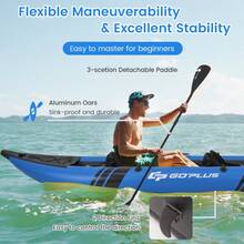 COSTWAY Inflatable Kayak Set Portable 2-Person Kayak With Aluminium Oars EVA Padded Seat Blue/Red - Blue - View 6