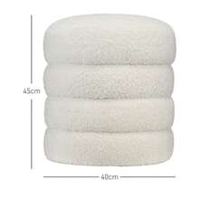 HOMCOM Round Padded Pouf/Footrest With Seat Cushion For Living Room/Bedroom, Cream White, Ø40 X 45 Cm - Apricot - View 3