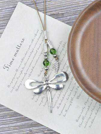 1 pieza Collar colgante único de libélula, cordón de cuero ajustable, encanto minimalista, adecuado para fiesta, carnaval y todas las estaciones, pequeño regalo de joyería para padres