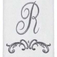 Avanti Linens - Toalla de Punta de los edos, Toalla de algodón Suave y Absorbente, diseño de esplazamiento, decoración de Estilo cursivo (colección de monogramas, Inicial )(R Puntas de los dedos) - Multicolor - Ver 2