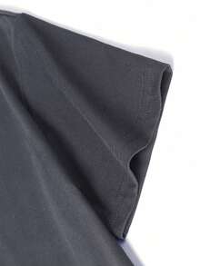 Young Boy Letter & Palm Tree Graphic Print Casual Round Neck Short Sleeve T-Shirt - Dark Grey - View 4