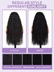 OQ 180% Density, 16-28 Inch Long, No Glue Needed, Convenient Wear, Deep Wave 9x6 Transparent Lace Front Wig, Mini Knot Lace Front Wig, Pre-Bleached Human Hair Wig, Halloween Costume Wig - SNatural - View 8
