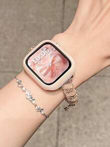 1条适用于苹果手表的表带，ins风手机挂绳表带 - 透明弹力表带，带可爱卡通吊坠，适用于苹果手表38/40/41/42/44/45/46/49mm SE/Ultra/1/2/3/4/5/6/7/8/9/10/11系列，清新时尚的弹力表带，女士智能手表配件 - 粉色 - 查看 7