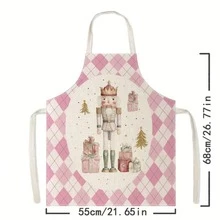 1 pieza Delantal sin mangas con estampado de flores - 100% poliéster, delantal de cocina duradero y fácil de limpiar para cocinar, hornear, limpieza del hogar, 68x55 cm, diseño de dibujos animados lindos con bolsillos verdes, delantal para hornear | Diseño alegre | Delantal duradero - Multicolor - Ver 3