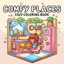 Cozy Coloring Book - 40 Pages, 205gsm Thick Opaque Paper | Imaginative Home Scenes (Foxes Baking Pies In A Cute Kitchen, Chicks And Cozy Decor) | Bold Outlines, Easy To Color, Ideal For Adult Relaxation And Family Leisure, Suitable For Stationery, School Supplies, Great Gift For Girls, Valentine's Day, New Year - Comfy Place - View 2