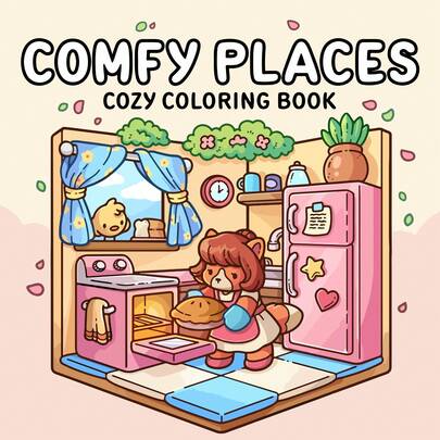 Cozy Coloring Book - 40 Pages, 205gsm Thick Opaque Paper | Imaginative Home Scenes (Foxes Baking Pies In A Cute Kitchen, Chicks And Cozy Decor) | Bold Outlines, Easy To Color, Ideal For Adult Relaxation And Family Leisure, Suitable For Stationery, School Supplies, Great Gift For Girls, Valentine's Day, New Year