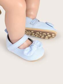 Infant Toddler Shoes, 0-1 Years Old, 3-6-9 Months, 100 Days To 1 Year Old, Infant Denim Princess Soft Bottom Toddler Shoes, Spring/Autumn - Baby Blue - View 3