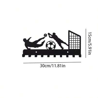 1pc Black Iron Wall-Mounted Medal Holder - Soccer Goal Shaped, Suitable For Displaying Sports Medals, Perfect For Football, Gymnastics, Cycling Etc. - Ideal Decoration For Living Room, Bedroom Or Study, Sports Medal Display | Gymnastics Medal Holder | Sturdy Structure, Medal Hook Display