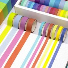 60 Rolls Washi Tape Set - 15mm Colored Masking Tape, Decorative Tape Bullet Journaling, Scrapbooking, Arts Crafts, Holiday Decoration - 40 Rolls Rainbow Color 15mm and 7.5mm Wide - View 7