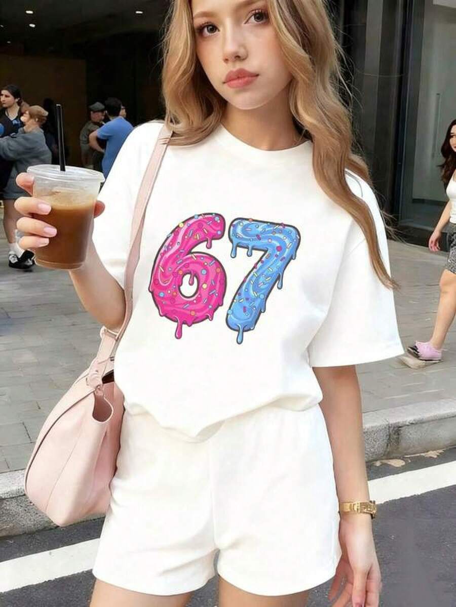 T-Shirts With Printed Letters Or Patterns, Girls' Clothing (12-14 Years Old), Offers, Blouses For Girls, Long-Sleeved Blouses For Girls, Turtleneck Blouses For Girls (8-10 Years Old), Kids' Clothing (8 Years Old), Children's Clothing (At 12 O'clock), Women's Sets, Sweatshirts For Girls, Clothes For Girls, Things For Girls, Clothes For Children, Children's Clothing (10 Years Old), Children's Clothing (10 Years Old), Girls' T-Shirts, Girlism Sets For Children (8-10 Years Old), As A Gift. A Gift For Children, In A Simple Style, A Cute Animated Printed T-Shirt, A Festival Gift (1 Piece) - 白色 - 查看 1