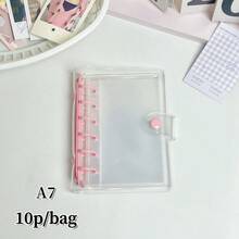 1pc A7 Transparent Loose Leaf Binder, Sticker Book, Cute Macaron Color Loose Leaf Planner, 6-Ring Loose Leaf Photo Album, Sticker Book, Single Snap Soft Leather Loose Leaf Notebook Sticker Book, A7 Transparent Refill Pages, PP High Transparency Material, Portable Large Capacity Photo Album, Suitable For KPOP Photo Cards, Trading Cards, Album, Etc. - Clear - View 7