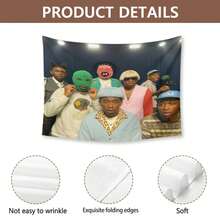 Rapper Tyler Tapestry The Creator Art Music Album Cover Poster Flag For Room Aesthetic Living Room Bedroom Party Decorations College Dorm Decor - Pink - View 7