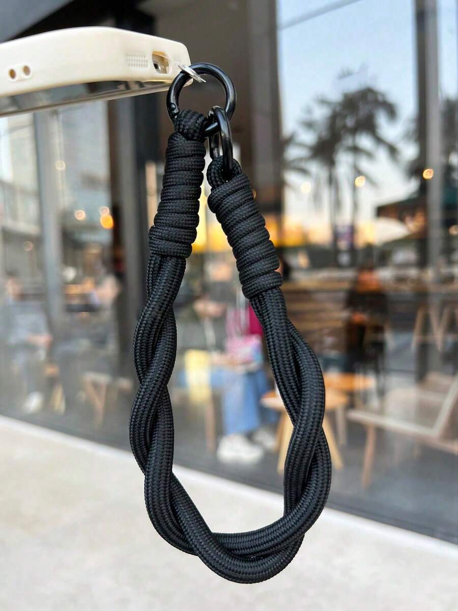 Nylon Phone Case With Detachable Wrist Strap, Keychain, Earphone, USB Holder, Trending Design - Black - View 1