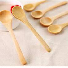 30 件迷你木勺小勺子餐勺木制冰淇淋甜点小勺蜂蜜茶匙用于调味油咖啡勺茶糖（浅棕色），学校用品 - 棕色 - 查看 6