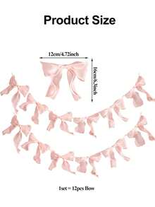 12件/套薄纱蝴蝶结花环粉色蝴蝶结横幅花环装饰丝带花环派对横幅，适用于生日、婚礼、订婚、周年纪念、新娘送礼会、单身派对粉色蝴蝶结装饰 - 彩色 - 查看 11