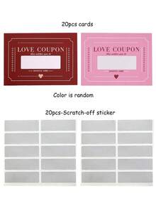 20pcs - Coupon For Him - DIY Scratch Off Date Night Stickers - Valentine's Day Gift - Romantic Gift - 3.5x5.5 Inch Mini Date Night Surprise Voucher Cards - Multicolor - View 6