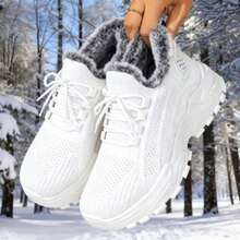 Women's Winter Traction Sneakers With Plush - Lightweight Stability Walking Shoes, -Slip Sole For Ice & Snow, Warm Casual Outdoor Footwear - White - View 4